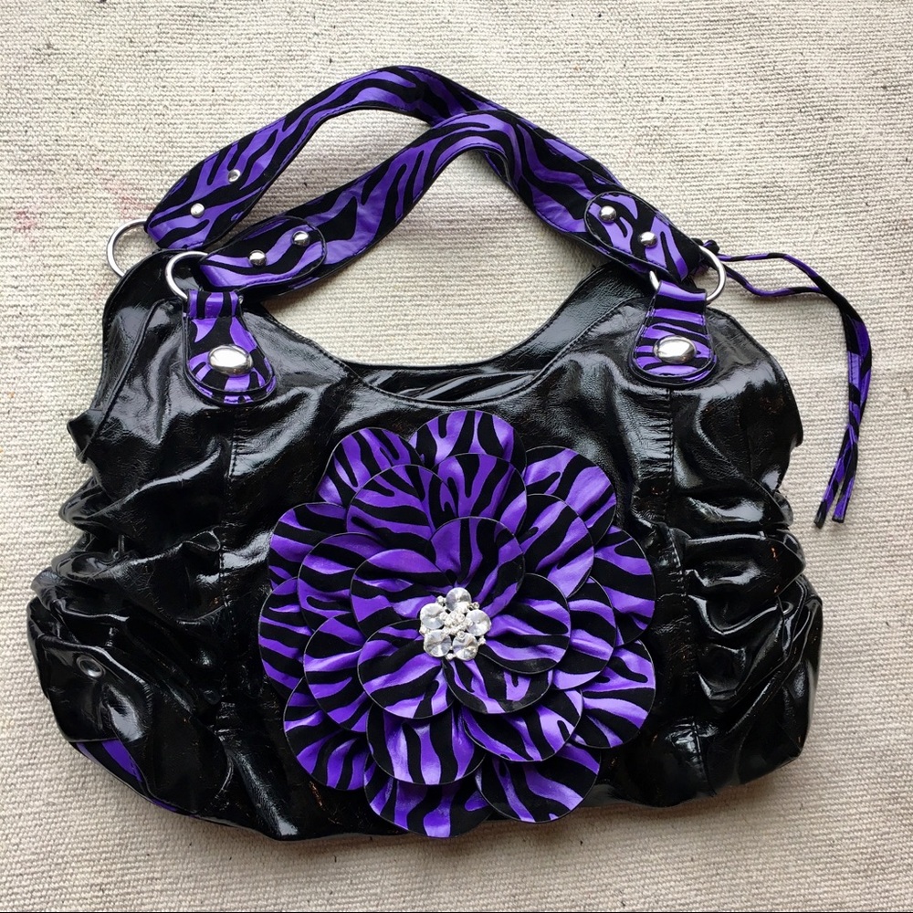 zebra flower statement purse